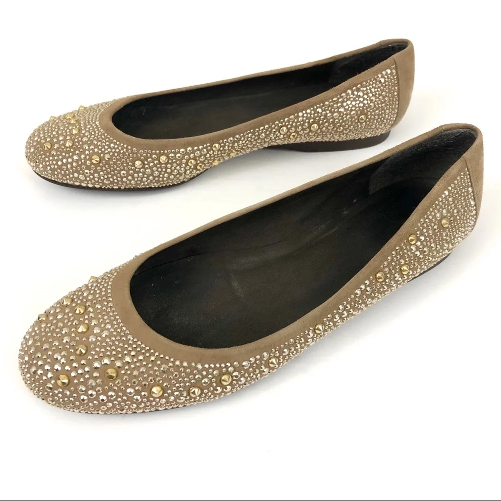 Stuart Weitzman Nubeads Studded Suede Ballet Flats
